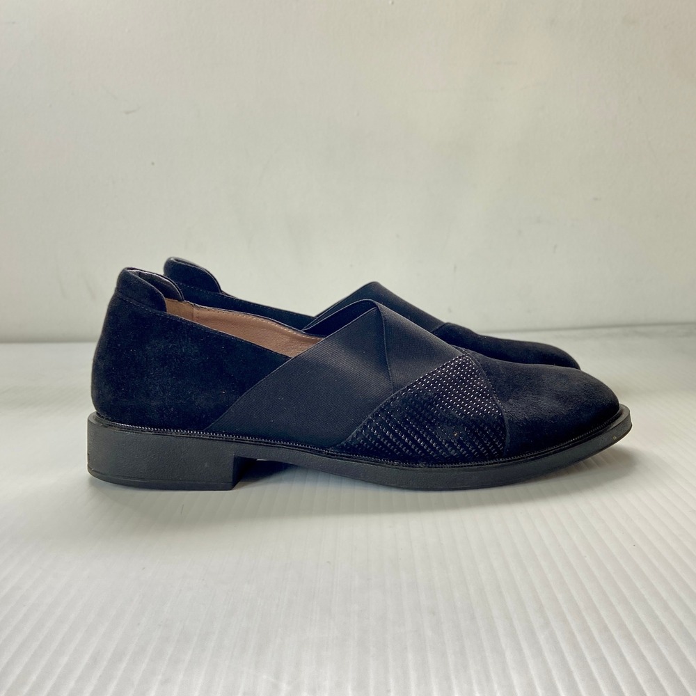 BeautiFeel Black Suede Leather Slip On Flats Loafers Womens EU 38 US 7 7.5‎